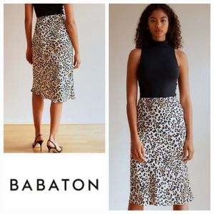 BABATON Leopard Cheetah Print Midi Slip Skirt ARITZIA Size 0